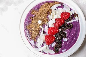 Okinawa sweet potato & acacia smoothie bowl  at JUST BE Healthy Meals in Chicago