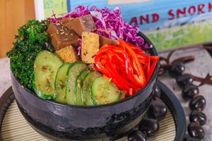 Tofu and acorn Poke' bowl at JUST BE Healthy Meals in Chicago