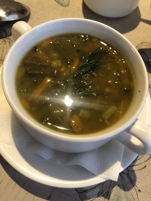Lentil, French bean soup at Pure Taste in Petrozavodsk