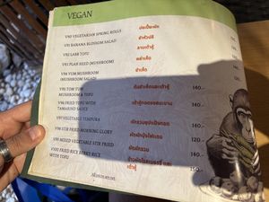 Separate vegan menu    at 3 Monkeys in Hua Hin