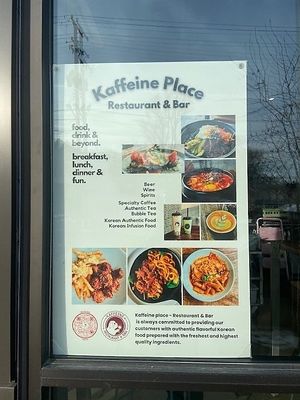Kaffeinie Place - Exterior Menu at Kaffeine Place - Bar & Restaurant in Grand Rapids