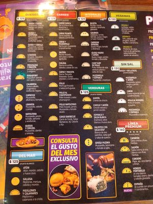 Whole empanada menu at Lokotas in Montevideo