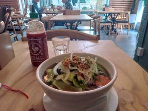 Vegan pho and interior at Saigon Chill in Auckland