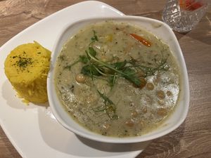 Chickpea & coconut curry (it maybe doesn’t look appealing but it was delicious )  at The Broadstraik Inn  in Westhill