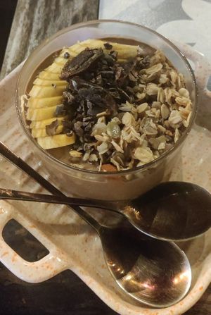 Cocoa banana smoothie bowl at sanabowl - superfood café in Siargao