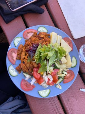 Soy steaks (vegan) at Laibon in Cesky Krumlov