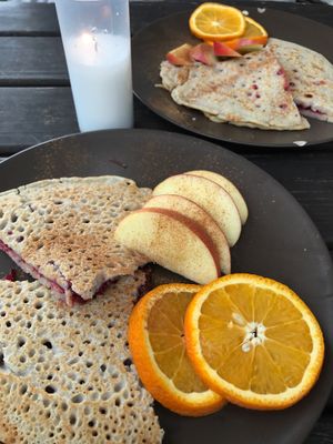 birthday vegan pancakes !  at Laibon in Cesky Krumlov