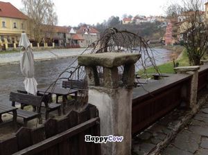 River side seating at Laibon at Laibon in Cesky Krumlov