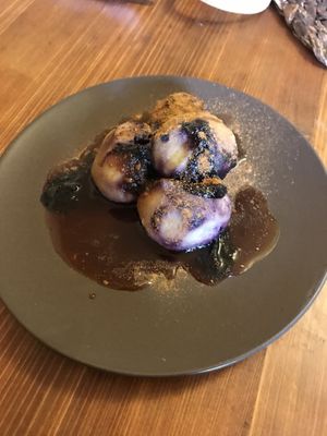 heidelbeer knödel at Laibon in Cesky Krumlov