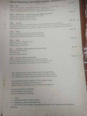 Menu at Laibon in Cesky Krumlov