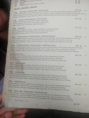 Menu at Laibon in Cesky Krumlov