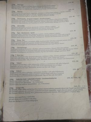Menu at Laibon in Cesky Krumlov