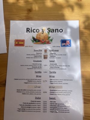 Menu   at Rico y Sano in La Gomera