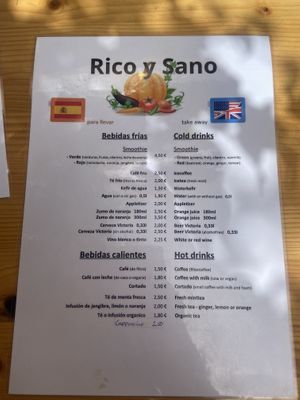 Menu   at Rico y Sano in La Gomera