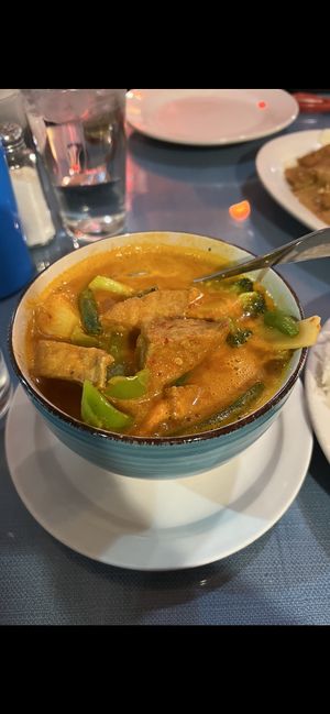 Sassy curry (pineapple curry) with tofu. Served with a side of white rice    at Thai Phooket  II in Goodlettsville