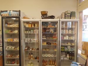 Refrigerated section at Bioladen Davos in Davos