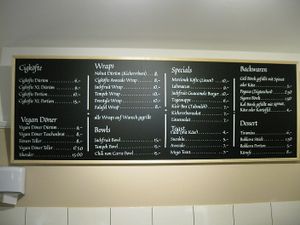Menu at Vegitat - Klybeckstrasse in Basel