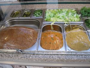 Bowls with ingredients at Vegitat - Klybeckstrasse in Basel