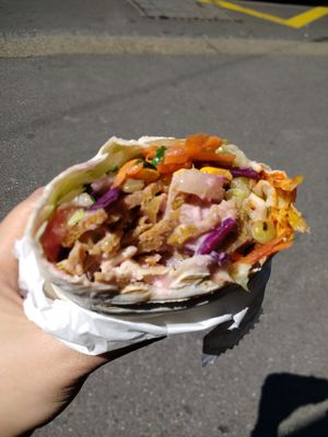  The Doner durum, which was seitan in toasted wrap with fresh salads and sauces, yummy! at Vegitat - Klybeckstrasse in Basel