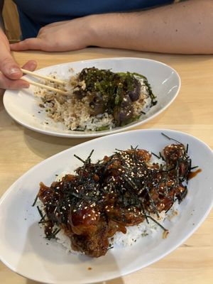 Teriyaki eggplant and sweet and spicy crispy veg  at Eat-Alley Asakusa in Tokyo