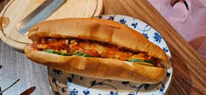 Bread sandwich at An Vegan Restaurant in Lao Cai