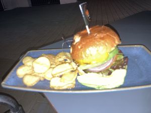 Burger- sorry for the lousy picture  at Albi Urban Cafe in Frigiliana