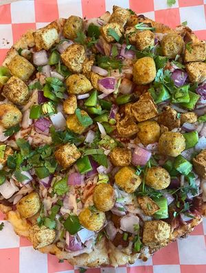 Vegan meat lovers pizzaa  at Pizza Twist in Chesapeake