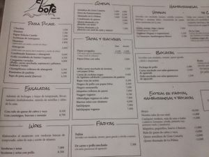 Current menu as of December 2024. Part of it didn't make it but it was non-vegan dishes anyway. at El Bote  in Gran Canaria