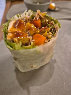 Teriyaki tofu rice paper roll at Greenr Cafe in Mumbai