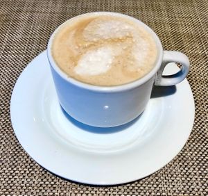 Soya cappuccino  at Taybeh Restaurant in Aqaba