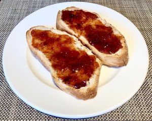 Sourdough toast with jam at Taybeh Restaurant in Aqaba