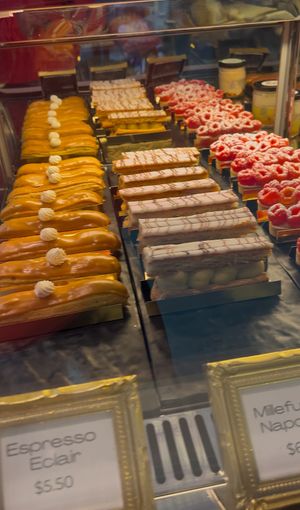 Eclairs, mille-feuille napoleons, and raspberry tarts   at ID-eclair in Pasadena