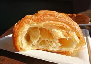Vegan Plain Croissant cross section. Flaky! So many layers! at ID-eclair in Pasadena