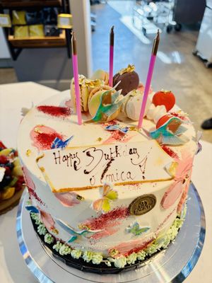 Custom birthday cake - lemon cake with raspberry filling   at ID-eclair in Pasadena