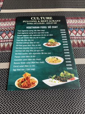 Most options are vegan too  at Culture Puluong Restaurant in Thanh Hoa