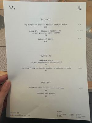 Menú  at nabu in Siracusa