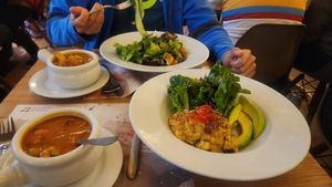 Soup and salad at Crepes & Waffles - Centro Comercial Palatino in Bogota
