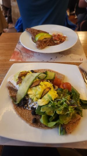 Two vegan options of crepes at Crepes & Waffles - Centro Comercial Palatino in Bogota