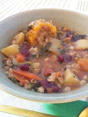 Watercress stew with barley at Berro Bistrot in Gran Canaria