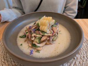 Bicácaro (ceviche of shitake mushrooms with lime sauce) at Berro Bistrot in Gran Canaria