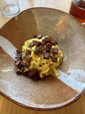 Vegan carbonara    at Berro Bistrot in Gran Canaria