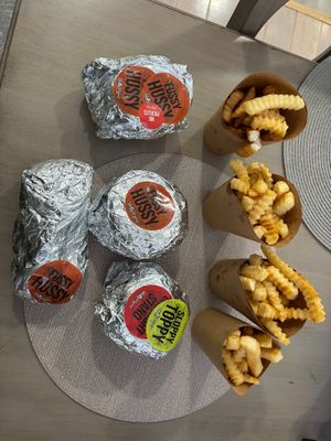 Burgers and fries at Slutty Vegan in Baltimore