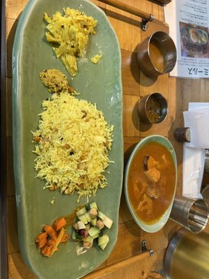 Vegetable curry with lemon rice   at Zero One Curry in Tokyo