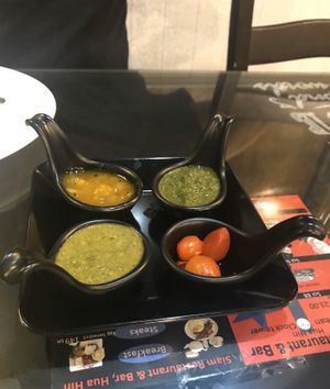 Starter/ dipping sauces at S and S Indian Restaurant in Hua Hin