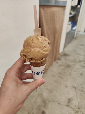Double pistachio in cone at eee ice cream and bakes - 純素冰淇淋 in Taipei