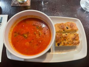 Minestrone soup with focaccia   at Shannon Springs Hotel in Shannon