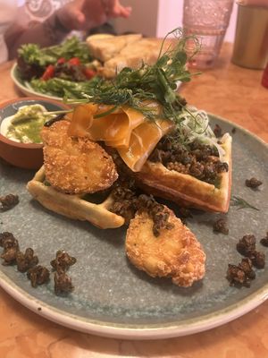 Skandinaviškas (Scandinavian savory waffle)  at Sweet Love Caffe in Vilnius