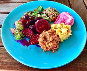 Dips and side salad  at The Farmer's Table  in Al Ain