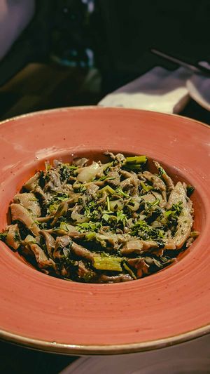 Oyster mushrooms with taragon and herbs at Sad Meli  in East London