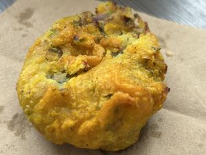 Spinach and potato tikki  at Bombay Delicatessen in Nottingham
